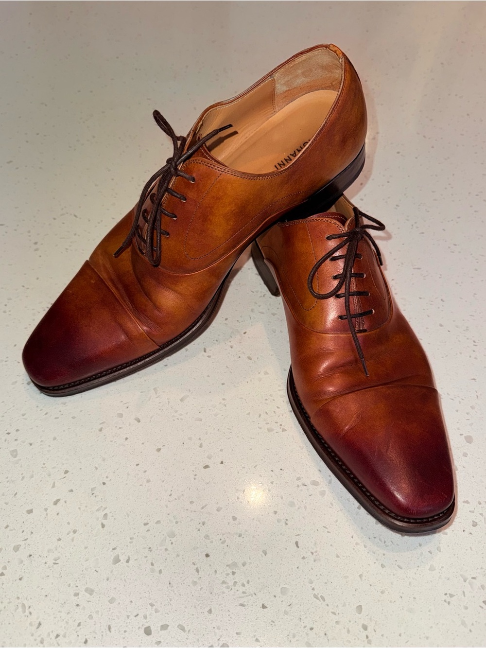 Magnanni Burnished Chestnut Brown Leather Oxfords